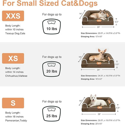 Large Dog Bed Orthopedic Washable: Beds Bolster Small Sized Dogs Bed Egg Crate Foam Couch Sofa Waterproof with Removable Cover - Dark Coffee