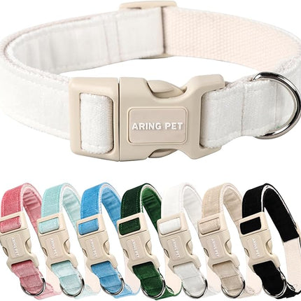 ARING PET White Dog Collar-Adjustable Small Dog Collars, Lightweight Cotton Wedding Pet Collars with Quick Release Buckle for Small Medium Large Dog