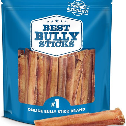 Best Bully Sticks Thick 6 Inch Bully Sticks - 18 Count (Pack of 1) - Natural, Grass-Fed, Single Ingredient, Grain and Rawhide Free, Ideal for Big Breeds