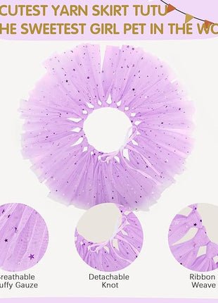 BINGPET Doggy Tutu Skirt Dog Cat Birthday Party Supplies,Cat Dogs Wedding Dresses with Bowtie and Dog Party Hats Princess Crown Hat Set,Sweet Gift for Small to Medium Dogs Cat