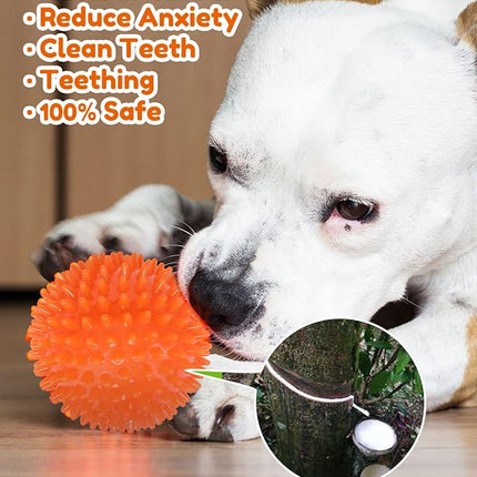 4.5” Heavy Duty Squeaky Dog Balls for Medium Large Dogs, Dog Toys for Aggressive Chewers, Spike Ball Toys for Clean Teeth and Training(2 Pack)