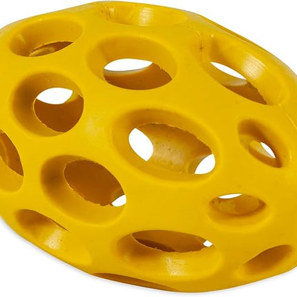 JW Pet Hol-ee Football Dog Toy Puzzle Ball, Natural Rubber, Mini (5.25 Inch Length), Colors May Vary