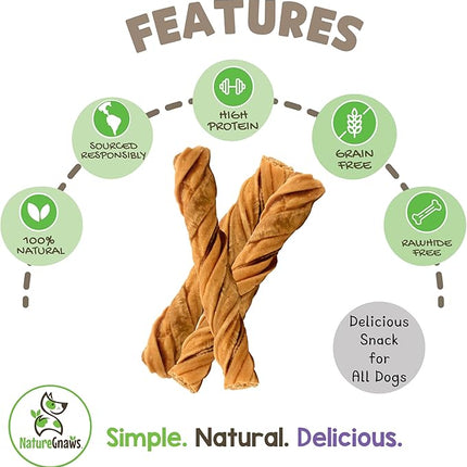 Nature Gnaws Tripe Twists for Dogs 4-5" (20 Count) - Crunchy Grain Free Reward Snack for Small, Medium & Large Breeds - Natural Beef Dog Chew Treats - Rawhide Free