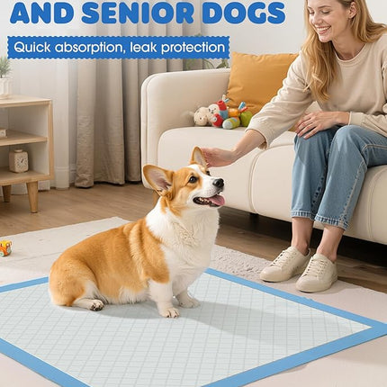100-Pack X-Large Puppy Pads - 34'' x 28'' Pee Pads for Dogs Potty Training with Leak-Proof Quick-Dry Design, 6-Layer Wee Wee Pads for Dogs, Blue