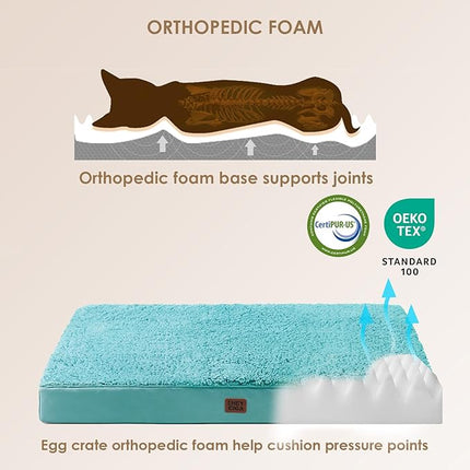 EHEYCIGA Orthopedic XL Dog Beds for Extra Large Dogs with Removable Washable Cover, Turquoise Blue, 44x32