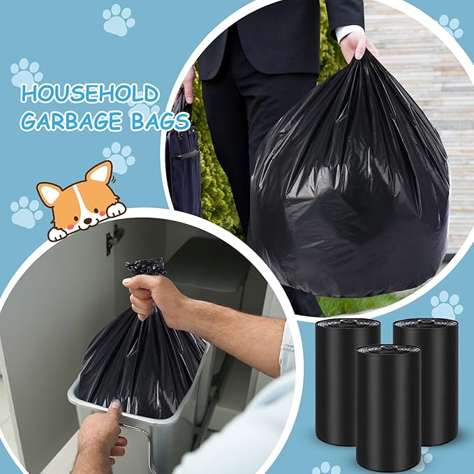 150 Pcs Dog Waste Bags Dog Poop Large Leak Proof Bags 26"x 33" pet Waste Station Can Liners Heavy Duty Pet trash Bin Liner Bag for Walking Poop Station Dispensers, 3 Rolls of 50(Black)