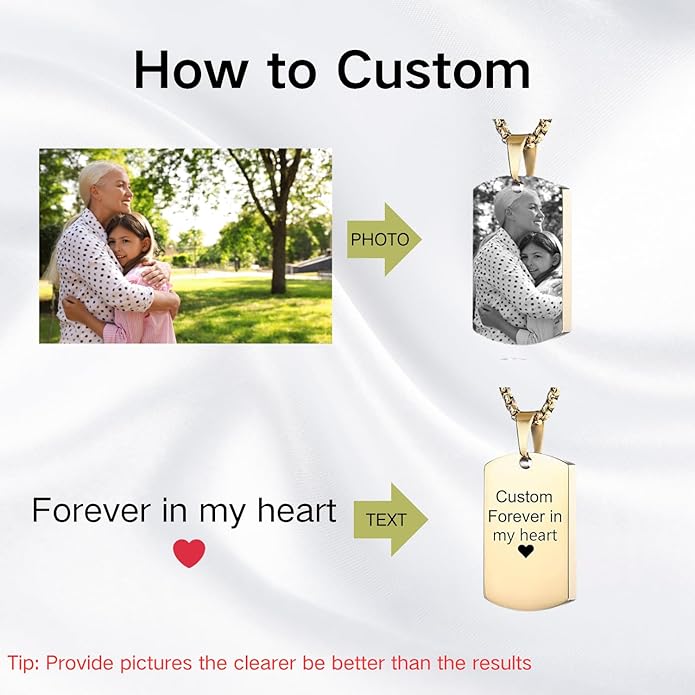 Personalized Ashes Necklace for Men Women Pet Custom Photo Text Urn Necklace Customized Engraving Holder Memorial Cremation Jewelry Keepsake Memorial Gifts