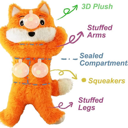Jalousie 5 Pack 12'' Dog Toys Assortment - Plush Squeaky Toys for Medium to Large Breeds - Raccoon, Elk, Hippo, Fox, Sloth