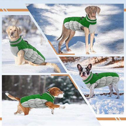 Large Dog Coat, XXLarge Dog Winter Coat, Waterproof Pet Jacket with Back Zipper,Extra Large Pet Coats, Warm Fleece Jacket with D-Ring, Windproof Winter Clothes Golden Retriever,Green,XXL
