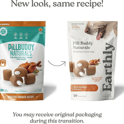 Earthly Pill Buddy Naturals - Chicken Recipe Pill Hiding Treats for Dogs - Make A Perfect Pill Concealing Pocket Or Pouch - 30 Servings