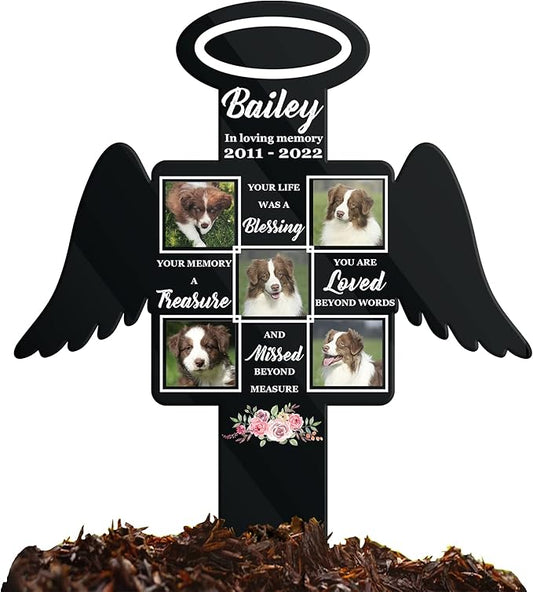 Personalized Pet Grave Markers Remembrance Garden Stake Pet Loss Gifts Dog Memorials Gifts For Friends Remember Your Dog Custom Plaque Stake Yard Cat Cross Pet Memorial Grief In Loving Memory