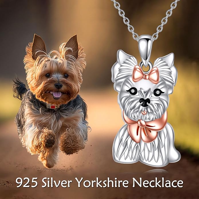 VONALA French Bulldog Guinea Pig Fox Sloth Necklace 925 Sterling Silver Cute Animal Heart Pendant Jewelry Gifts for Women