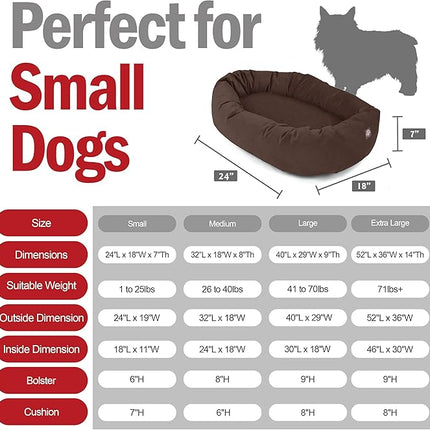 Majestic Pet 24 Inch Suede Calming Dog Bed Washable 24x19x7 (Inch) – Cozy Soft Round Donut Dog Bed with Spine Support for Dogs to Rest Their Head - Pet Bed Small – Chocolate (2025)
