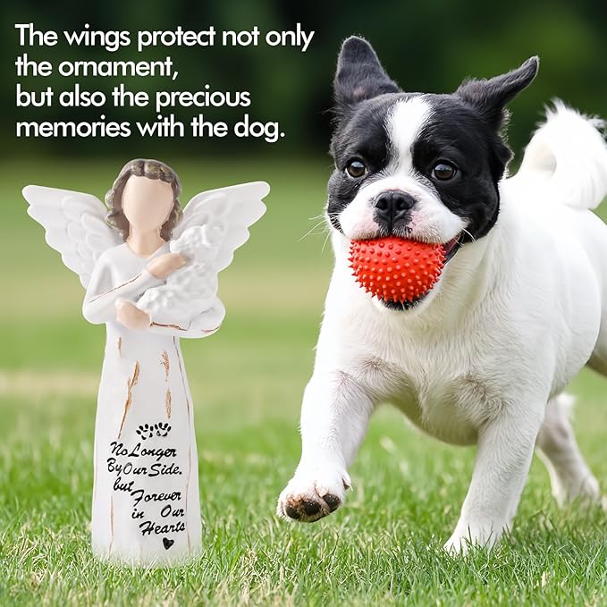 Loss of Dog Sympathy Gift, Dog Memorial Gifts, Angel Figurine, Remembrance Keepsake, Pet Sympathy Gift(White-S Size)