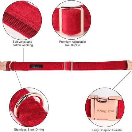 ARING PET Bowtie Dog Collar,Velvet Dog Collars with Removable Bowtie, Christmas Adorable Dog Collar,Medium.