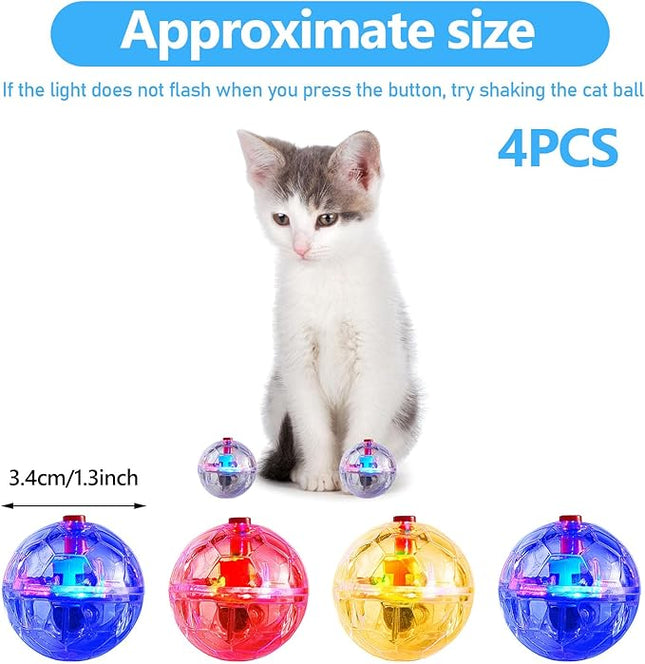 Frienda 4 Pieces Ghost Hunting Cat Ball Motion Light up Cat Balls LED Motion Activated Pet Ball Motion Light up Interactive Toys Pet Glowing Mini Running Exercise Ball Toys (Transparent)