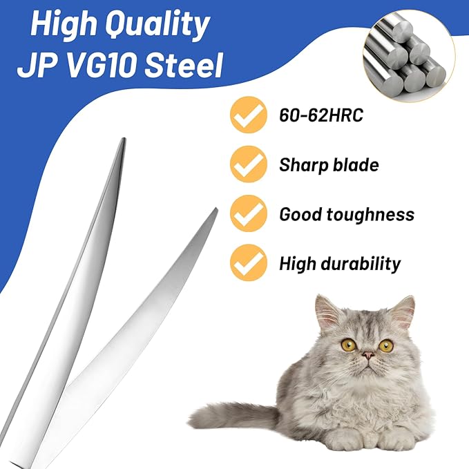 9inch Curved Dog Grooming Scissors, VG10 Steel Sharp Dog Scissors for Grooming, 30 Degree Bend, Heavy Duty Pet Trimming Shears for Dogs Cats at Home & Groomer, Professional with CNC Screw & Blunt Tip