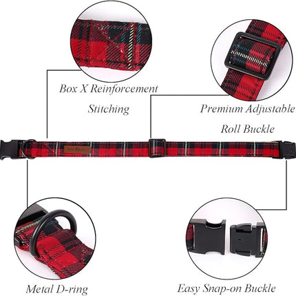 Lionet Paws Christmas Dog Collar with Bowtie, Dog Bowtie Collar with Metal Buckle for Dogs, Adjustable Comfortable Dog Collar Girl Boy Gift, L, Neck 16-24 in