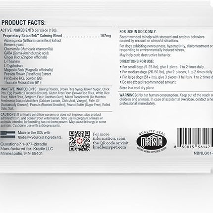 Kradle Bliss Bars for Dogs - Peanut Butter Flavored Calming - GABA L-Theanine - On The Go Packaging - Supports a Calm Demeanor - 12 Bars