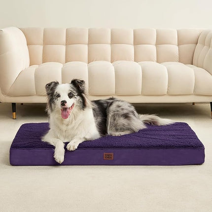 EHEYCIGA Orthopedic XXL Dog Beds for Jumbo Dogs with Removable Washable Cover for Crate, Purple, 47x29