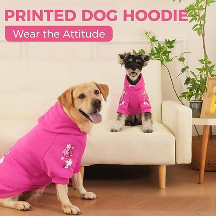 BINGPET Bone Hunter Dog Sweater with Hood and Leash Hole,Warm Fleece Dog Hoodie & Winter Coat for Small to Large Dogs,Cold Weather Pet Clothes(Small)