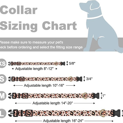 Rnivvi Dog Collar for Small Dogs, Cute Leopard Heavy Duty Adjustable Puppy Collar with Quick Release Buckle for Boy Girl & Female, Pet Accessories for Walking Running, XS Length 5/8" Width, Pink