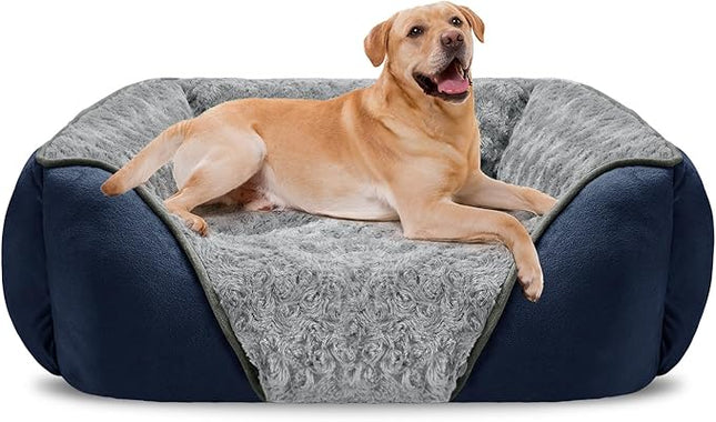 INVENHO XX-Large Dog Bed Rectangle Washable Orthopedic Soft Calming Sleeping Durable Pet Cuddler with Anti-Slip Bottom