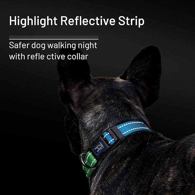 Roses&Poetry Dog Collars for Medium Dogs, Adjustable Durable Pet Collars for Small Medium Large Dogs (Bluegreen-M)