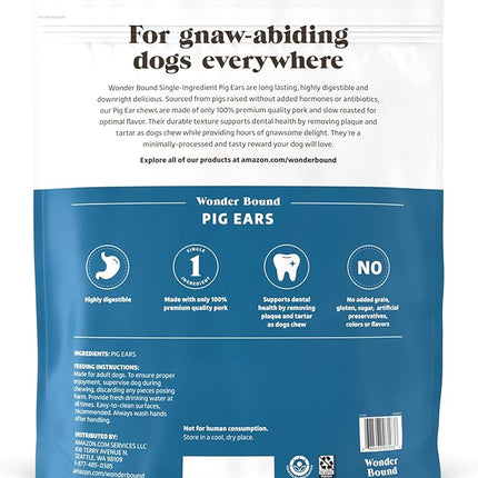 Amazon Brand - Wonder Bound Whole Pig Ears, Single Ingredient, Highly Digestible, Dog Treats for Puppy and Large/Medium Dogs, Pork, 18 Count, 12.7 Ounce (Pack of 2)