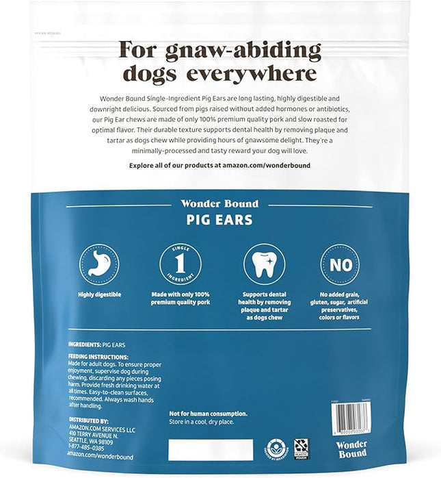 Amazon Brand - Wonder Bound Whole Pig Ears, Single Ingredient, Highly Digestible, Dog Treats for Puppy and Large/Medium Dogs, Pork, 18 Count, 12.7 Ounce (Pack of 2)