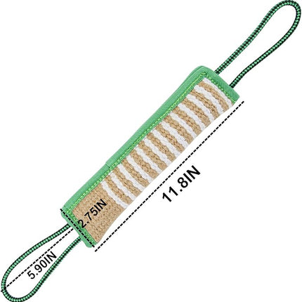 Dog Tug Toy, Dog Bite Jute Pillow Pull Toy with 2 Strong Handles, Perfect for Tug of War, Puppy Training Interactive Play, Bite Training Toys for Medium to Large Dogs (Green)