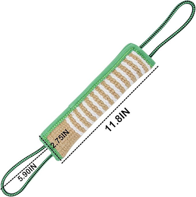 Dog Tug Toy, Dog Bite Jute Pillow Pull Toy with 2 Strong Handles, Perfect for Tug of War, Puppy Training Interactive Play, Bite Training Toys for Medium to Large Dogs (Green)