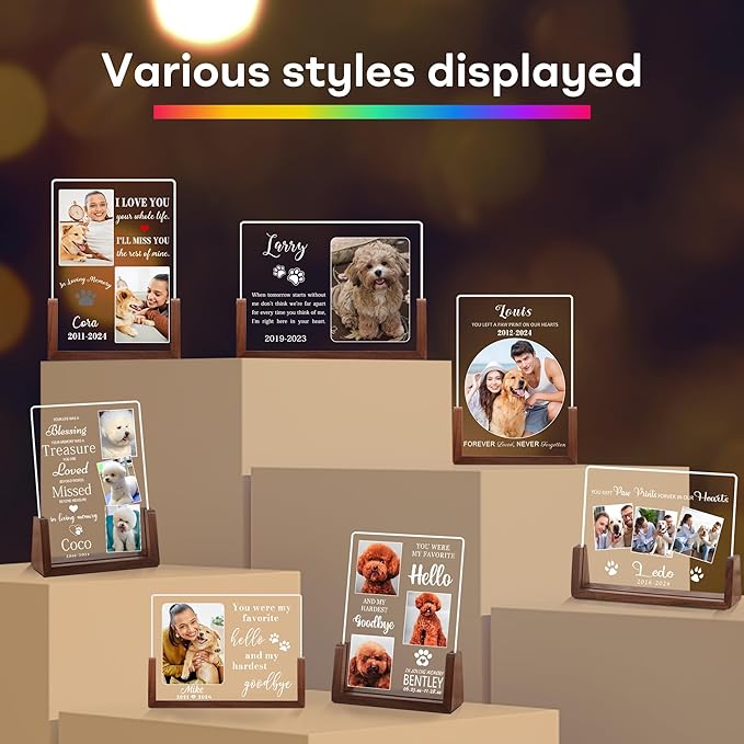 Personalized Pet Memorial Gifts for Dogs, Dog Memorial Gifts for Loss of Dog, in Memory of Dog, Pet Sympathy Gifts for Dogs, Pet Memorial Gifts Cat, Dog Memorial Acrylic Night Light, Pet Loss Gifts