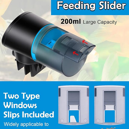 Automatic Fish Feeder for Aquarium - Rechargeable Fish Food Auto Dispenser Vacation Turtle Feeder with USB Charger Cable，LCD Screen, Customized Schedule (Blue)