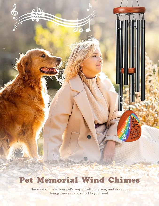 Dog Memorial Gifts for Loss of Dog, Pet Memorial Gifts for Dogs, 26" Pet Memorial Wind Chimes for Loss Dog, Loss of Dog Sympathy Gift, Dog Wind Chime with Rainbow Bridge for Outside Garden Patio