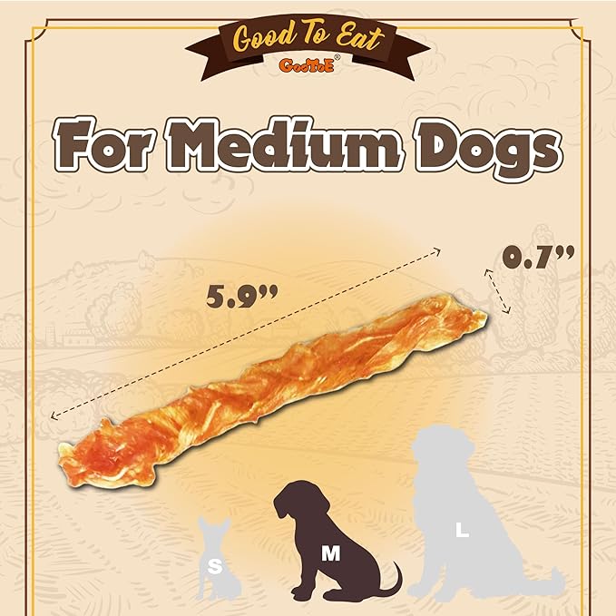 Gootoe Turkey Tendon Dog Treats, Braid (M) 1 lb, USA-Sourced Turkey Tendon, Natural Snack, Premium Puppy Chews, Hypoallergenic, Rawhide Free, Reseal Value Bag, Size for Medium Dogs