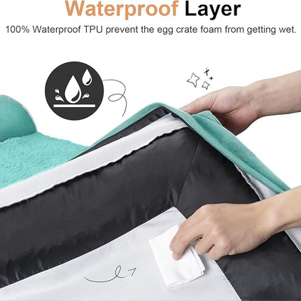 Large Dog Bed Orthopedic Washable: Beds Bolster XL Bed Medium Large Dogs Egg Crate Foam Couch Sofa Waterproof with Removable Cover - Aqua Blue