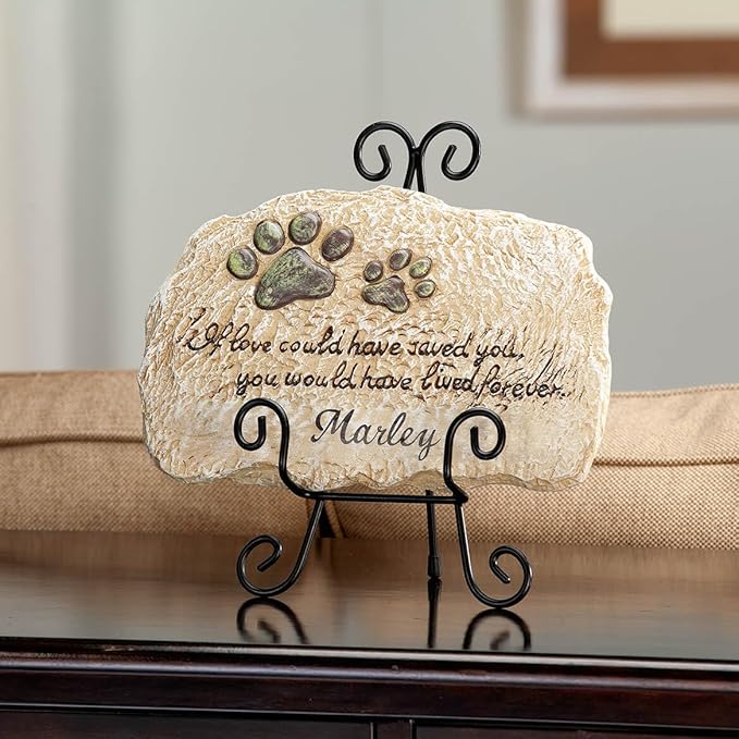 Fox Valley Traders Custom Forever Pet Memorial Garden Stone, Customized Indoor/Outdoor Décor, Crafted with 100% Resin, Loss of Pet Sympathy Gift – Measures 12” Long x 7 ½” Wide x ½” High