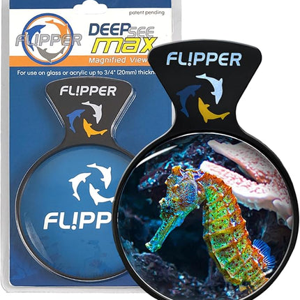 Flipper DeepSee 5" Magnetic Aquarium Viewer – Optical-Grade Magnifying Lens for Glass & Acrylic Tanks up to 5/8" Thick – Hands-Free Underwater Viewing for Fish, Corals & Aquarium Photography – Black