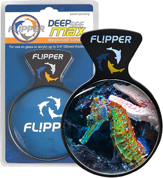 Flipper DeepSee 5" Magnetic Aquarium Viewer – Optical-Grade Magnifying Lens for Glass & Acrylic Tanks up to 5/8" Thick – Hands-Free Underwater Viewing for Fish, Corals & Aquarium Photography – Black