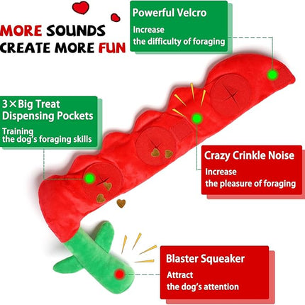 Rose Puzzle Dog Toy, Valentine's Day & Christmas Gift, Squeaky Crinkle Enrichment Snuffle Mat, for Small Medium Large Dogs & Puppies