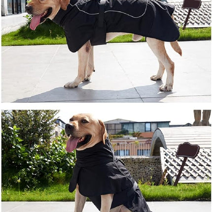 Black M Dog Raincoat - Waterproof Winter Jacket with Velvet Inner, Reflective Strip