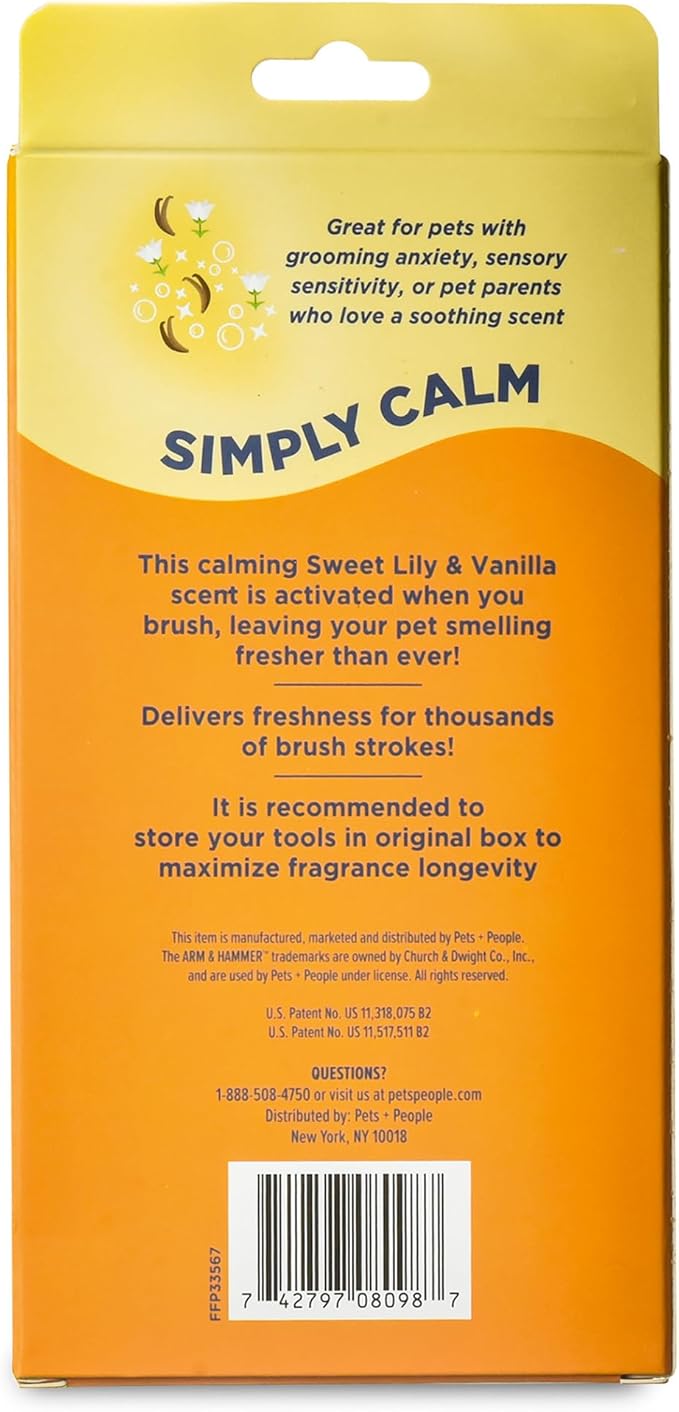 Arm & Hammer “Simply Calm” Dog Grooming Slicker Deodorizing Brush with Fragrance Transfer Technology – Scented Self-cleaning for Shedding, Scented for Dogs with Sweet Lily & Vanilla Scent