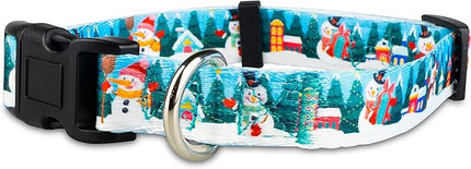 Limeloot Christmas Dog Collar, Adjustable Holiday Dog Collar in Small, Medium, and Large, Winter Collar for Boy and Girl Dogs, Snowman, Small