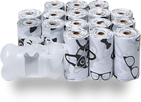 Best Pet Supplies Dog Poop Bags (240 Bags) for Waste Refuse Cleanup, Doggy Roll Replacements for Outdoor Puppy Walking and Travel, Leak Proof and Tear Resistant, Thick Plastic - White