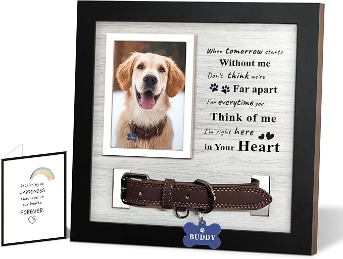 Dog Loss Gifts,Pet Memorial Frame with Collar Holder,Dog and Cat Collar Memorial Frame,Pet Memorial Gift for Dogs,Pets Loss Sympathy Gift for Pet Lover,Dog Moms-TSMW