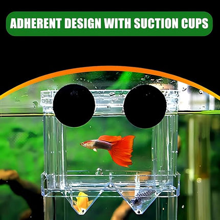 in-Tank Aquarium Breeder Box for Fish Tank, Breeding Incubator for Small Fish Hatchery, Acrylic Divider for Shrimp Clownfish Aggressive and Injured Fish, Can Connect Air Pump (Small)