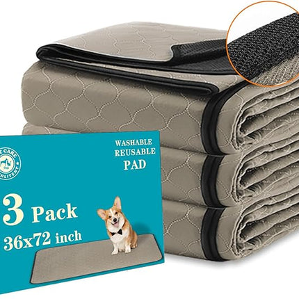 Washable Pee Pads for Dogs 36" x 72", 3 Pack, Reusable Puppy Pads, Dog Training Pads with Quick Dry, Large Anti-Slip Whelping Pad for Pet, Playpen, Incontinence, Housebreaking