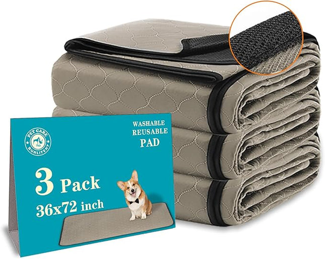 Washable Pee Pads for Dogs 36" x 72", 3 Pack, Reusable Puppy Pads, Dog Training Pads with Quick Dry, Large Anti-Slip Whelping Pad for Pet, Playpen, Incontinence, Housebreaking