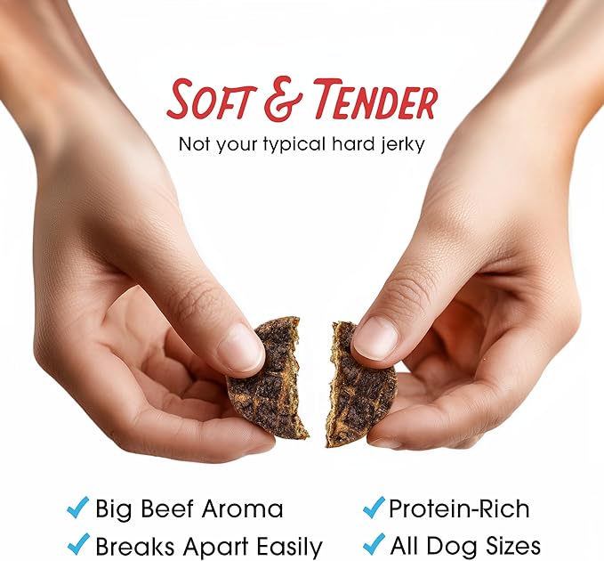 Farmland Traditions Dogs Love Beef Jerky Dog Treats with Only 3 Ingredients and No Fillers, 2.5 Pound Bag